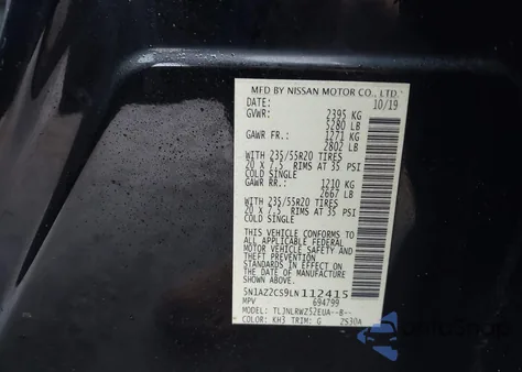 2020 Nissan Murano Sl Intelligent Awd from USA, damaged, VIN 5N1AZ2CS9LN112415